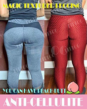 Load image into Gallery viewer, FITTOO Womens High Waisted Honeycomb Ruched Butt Scrunched Booty Leggings Workout Running Lift Textured Tights (A-Peach Butt Red)