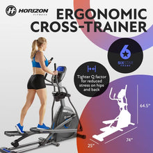 Load image into Gallery viewer, Horizon Fitness EX-59 Elliptical Trainer Exercise Machine for Home Workout, Fitness & Cardio, Compact Cross-Trainer with Bluetooth, Built-in Speakers, 10 Resistance Levels, 300 lb Weight Capacity