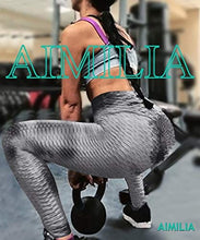 Load image into Gallery viewer, AIMILIA Butt Lifting Anti Cellulite Leggings for Women High Waisted Yoga Pants Workout Tummy Control Sport Tights - Z-dye-gray-black