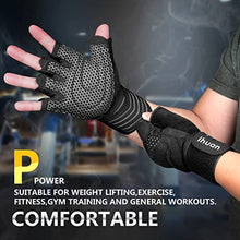 Load image into Gallery viewer, ihuan Ventilated Weight Lifting Gym Workout Gloves Full Finger with Wrist Wrap Support for Men & Women, Full Palm Protection, for Weightlifting, Training, Fitness, Hanging, Pull ups