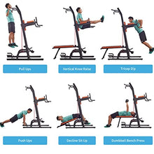 Load image into Gallery viewer, HARISON Multifunction Power Tower with Bench Pull up Bar dip station for Home Gym workout Strength Training Fitness Equipment