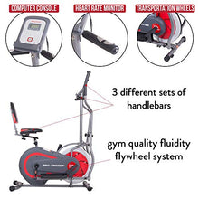 Load image into Gallery viewer, [BODY POWER] 2nd Generation PATENTED 3-in-1 Home Gym, Upright Compact Exercise Bike, Elliptical Machine &amp; Recumbent Bike, Trio Trainer with Heartrate Monitor, Safety Brake Pad. BRT5088
