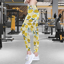 Load image into Gallery viewer, visesunny High Waist Yoga Pants with Pockets Summer Lemon with Dot Buttery Soft Tummy Control Running Workout Pants 4 Way Stretch Pocket Leggings