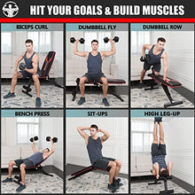 Load image into Gallery viewer, KOMSURF Weight Bench, Adjustable Workout Bench, Exercise Bench Press for Home Gym, Foldable Equipment Body Gym System, Strength Training Bench for Full Body Workout