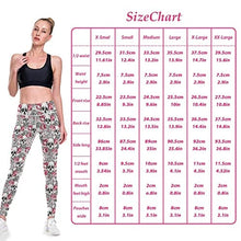 Load image into Gallery viewer, visesunny High Waist Yoga Pants with Pockets Pink Rose Flower Skull Soft Tummy Control Workout Leggings