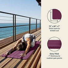 Load image into Gallery viewer, Retrospec Solana Yoga Mat 1" Thick w/Nylon Strap for Men & Women - Non Slip Exercise Mat for Home Yoga, Pilates, Stretching, Floor & Fitness Workouts - Boysenberry
