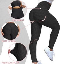 Load image into Gallery viewer, Murandick Textured Leggings for Women Scrunch High Waist Textured Yoga Workout Pants - Black
