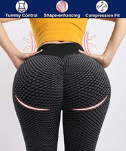 Load image into Gallery viewer, Butt Lifting Anti Cellulite Leggings for Women High Waisted Yoga Pants Workout Tummy Control Sport Tights - Y-tight-black