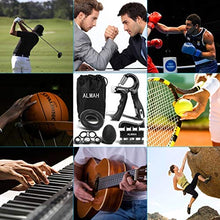 Load image into Gallery viewer, ALMAH Hand Grip Strengthener kit(5 Pack),Grip Strength Trainer,Forearm Workout Trainer Adjustable Hand Grip Exercise,Finger Strength Exerciser, Finger Stretcher, Grip Ring & Stress Relief Ball with Carry Bag