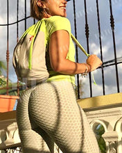 Load image into Gallery viewer, FITTOO Women's High Waist Yoga Pants Tummy Control Scrunched Booty Leggings Workout Running Butt Lift Textured Tights Peach Butt Grey