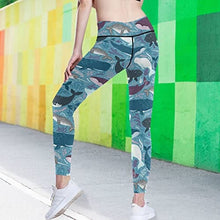Load image into Gallery viewer, visesunny High Waist Yoga Pants with Pockets Blue Whale Marine Mammal Dot Buttery Soft Tummy Control Running Workout Pants 4 Way Stretch Pocket Leggings