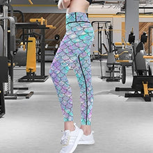Load image into Gallery viewer, visesunny High Waist Yoga Pants with Pockets Beautiful Rainbow Mermaid Scale Buttery Soft Tummy Control Running Workout Pants 4 Way Stretch Pocket Leggings