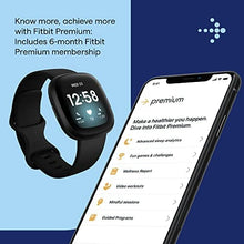 Load image into Gallery viewer, Fitbit Versa 3 Health &amp; Fitness Smartwatch with GPS, 24/7 Heart Rate, Alexa Built-in, 6+ Days Battery, Black/Black, One Size (S &amp; L Bands Included)
