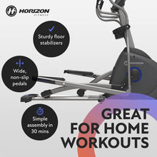 Load image into Gallery viewer, Horizon Fitness EX-59 Elliptical Trainer Exercise Machine for Home Workout, Fitness & Cardio, Compact Cross-Trainer with Bluetooth, Built-in Speakers, 10 Resistance Levels, 300 lb Weight Capacity