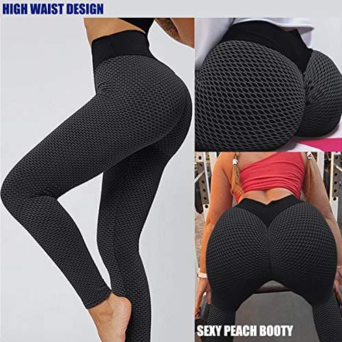  Butt Lifting Anti Cellulite Leggings For Women TIK Tok High  Waisted Yoga Pants Workout Tummy Control Sport Tights Black