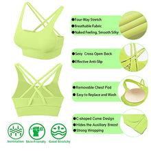 Load image into Gallery viewer, Sports Bras for Women, Workout Tops for Women, High Impact Sports Bras for Women, Cross Back Padded Sports Bra with a Storage Bag Lemon Yellow S
