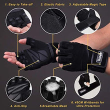 Load image into Gallery viewer, Trideer Padded Workout Gloves for Men - Gym Weight Lifting Gloves with Wrist Wrap Support, Full Palm Protection & Extra Grips for Weightlifting, Exercise, Cross Training, Fitness, Pull-up
