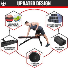 Load image into Gallery viewer, KOMSURF Weight Bench, Adjustable Workout Bench, Exercise Bench Press for Home Gym, Foldable Equipment Body Gym System, Strength Training Bench for Full Body Workout