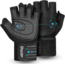 Load image into Gallery viewer, ihuan Ventilated Weight Lifting Gym Workout Gloves Full Finger with Wrist Wrap Support for Men & Women, Full Palm Protection, for Weightlifting, Training, Fitness, Hanging, Pull ups