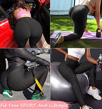 Load image into Gallery viewer, Murandick Textured Leggings for Women Scrunch High Waist Textured Yoga Workout Pants - Black