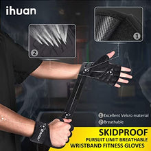 Load image into Gallery viewer, ihuan Weight Lifting Gym Workout Gloves with Wrist Wrap Support for Men & Women, Full Palm Protection, for Weightlifting, Training, Fitness, Exercise, Pull ups