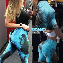 Load image into Gallery viewer, Murandick Textured Leggings for Women Scrunch High Waist Textured Yoga Workout Pants - Blue Pattern