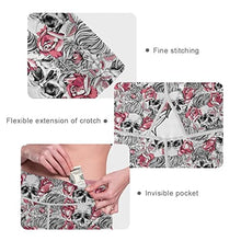 Load image into Gallery viewer, visesunny High Waist Yoga Pants with Pockets Pink Rose Flower Skull Soft Tummy Control Workout Leggings