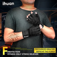 Load image into Gallery viewer, ihuan Ventilated Weight Lifting Gym Workout Gloves Full Finger with Wrist Wrap Support for Men & Women, Full Palm Protection, for Weightlifting, Training, Fitness, Hanging, Pull ups