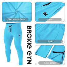 Load image into Gallery viewer, BROKIG Mens Zip Joggers Pants - Casual Gym Workout Track Pants Comfortable Slim Fit Tapered Sweatpants with Pockets (Light Blue)