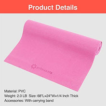 Load image into Gallery viewer, Primasole Yoga Mat with Carry Strap for Yoga Pilates Fitness and Floor Workout at Home and Gym 1/4 thick (Azalea Pink Color) PSS91NH004A