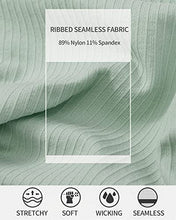 Load image into Gallery viewer, ATTRACO Women Seamless Workout Crop Tops Ribbed Athletic Tank with Built in Bra Green