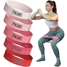 Load image into Gallery viewer, Tribe Lifting Fabric Resistance Bands Women and Men - Booty Bands for Women - Thigh Bands for Workout Bands for Women - Glute Bands - 5 Levels of Exercise Bands Resistance Loops for Legs and Butt