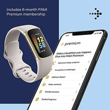 Load image into Gallery viewer, Fitbit Charge 5 Advanced Fitness & Health Tracker with Built-in GPS, Stress Management Tools, Sleep Tracking, 24/7 Heart Rate and More, Lunar White/Soft Gold, One Size (S &L Bands Included)