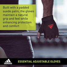 Load image into Gallery viewer, adidas Essential Adjustable Fingerless Gloves for Men and Women - Padded Weight Lifting Gloves - Adjustable Wrist Straps for Tailored, Secure Fit - Red, Large
