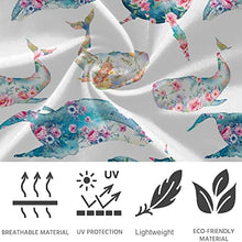 Load image into Gallery viewer, visesunny High Waist Yoga Pants with Pockets Blue Whale with Peony Floral Soft Tummy Control Workout Leggings