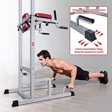 Load image into Gallery viewer, MBH FITNESS MAKE BODY HEALTHY Fitness Power Tower Dip Station Pull Up Bar, Adjustable Multi-Function Strength Training Workout Equipment for Home Gym (Gray)