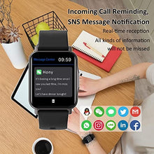 Load image into Gallery viewer, Smart Watch, Hongmed 1.69"(43mm) Fitness Watch with Temperature Blood Pressure Oxygen Monitor for Android Phones and iPhone Compatible, Waterproof Activity Tracker for Men and Women Black