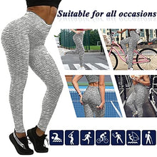 Load image into Gallery viewer, Murandick Textured Leggings for Women Scrunch High Waist Textured Yoga Workout Pants - Grey White
