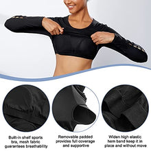 Load image into Gallery viewer, TrainingGirl Women Cutout Workout Crop Tops Long Sleeves Open Back Yoga Shirts Slim Fit Gym Athletic Shirts with Built in Bra (Black, Large)