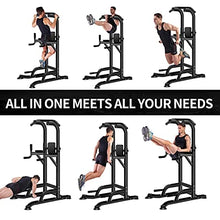 Load image into Gallery viewer, Power Tower Adjustable Height Pull Up & Dip Station Multi-Function Home Strength Training Fitness Workout Station for Home Gym