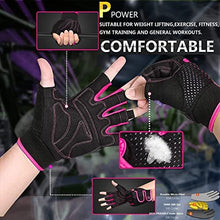 Load image into Gallery viewer, MOREOK Workout Gloves Gym Gloves for Men/Women, [3MM Gel Pad] [3/4 Finger] Weight Lifting Gloves Fitness Gloves for Powerlifting,Exercise,Fitness,Training Pink-L
