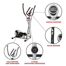 Load image into Gallery viewer, Sunny Health & Fitness SF-E905 Elliptical Machine Cross Trainer with 8 Level Resistance and Digital Monitor , Gray, White, 28 L x 17 W x 57 H