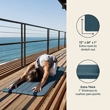 Load image into Gallery viewer, Retrospec Solana Yoga Mat 1" Thick w/Nylon Strap for Men & Women - Non Slip Exercise Mat for Home Yoga, Pilates, Stretching, Floor & Fitness Workouts - Ocean Blue