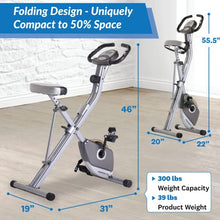 Load image into Gallery viewer, Exerpeutic Folding Exercise Bike, 8 Levels of Resistance Stationary Bike, Bluetooth tracking &amp; Tablet Holder options available
