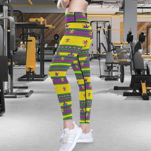 Load image into Gallery viewer, visesunny High Waist Yoga Pants with Pockets Mardi Gras Striped Tummy Control Workout Running Yoga Leggings for Women