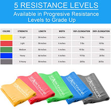 Load image into Gallery viewer, Resistance Bands Set. 5 Pack Non-Latex Physical Therapy, Professional Elastic Band. Perfect for Home Exercise, Workout, Strength Training, Yoga, Pilates, Rehab or Gym Leg Upper, Lower Body
