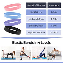 Load image into Gallery viewer, Resistance Bands, 4PCS Exercise Bands for Legs Glutes Arms, 4 Levels Skin-Friendly Resistance Fitness Exercise Loop Bands for Gym Home Yoga Pilates with Carry Bag and Instruction Guide