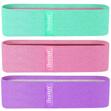 Load image into Gallery viewer, ihuan Resistance Bands for Legs and Butt, 3 Levels Exercise Band, Anti-Slip & Roll Elastic Workout Booty Bands for Women Squat Glute Hip Training