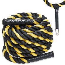 Load image into Gallery viewer, Poly Dacron Battle Rope - Workout Rope - Exercise Ropes - Training Ropes - Battle Ropes - Undulation Ropes - Great For Your Rope Workout (Yellow, 2" x 50 feet)