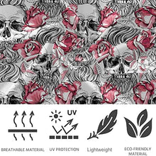 Load image into Gallery viewer, visesunny High Waist Yoga Pants with Pockets Pink Rose Flower Skull Soft Tummy Control Workout Leggings